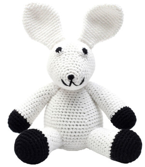 Naturezoo Gehäkelt Kuscheltier Kaninchen Höhe 20 cm weiß, schwarz