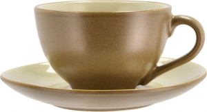 Bitz Steingut Obertasse mit Untertasse 0,24 l holz, sand