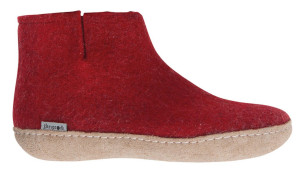 Glerups Modell G Unisex Filzstiefel Ledersohle rot 35