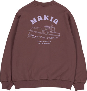 Makia Clothing Herren Sweatshirt Fleece mit Print Boat red mahogany S