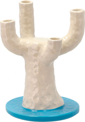 Villa Collection Styles Kerzenständer Höhe 25 cm Ø 19,5 cm blau, weiß