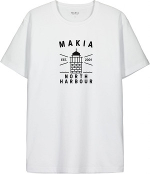 Makia Clothing Herren T-Shirt mit Print Tankar Hafen Helsinki weiß S