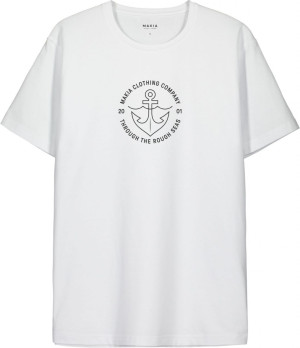 Makia Clothing Herren T-Shirt Hook mit Print Anker weiß S