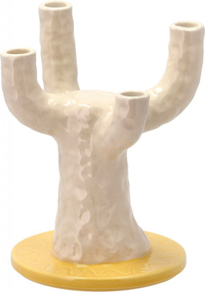 Villa Collection Styles Kerzenständer Höhe 25 cm Ø 19,5 cm gelb/weiss