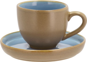 Bitz Steingut Tasse mit Untertasse 0,07 l holz, ozean