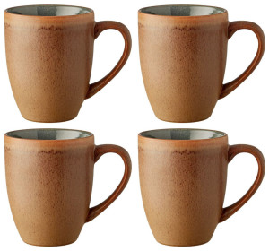 Bitz Steingut Tasse / Becher mit Henkel 0,3 l Set 4 Stk. holz, wald