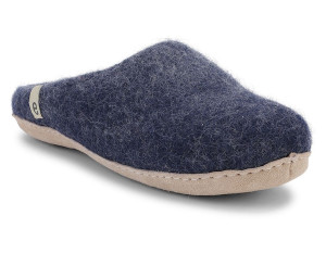 Egos Copenhagen Unisex Filzpantoffel Ledersohle dunkelblau 36