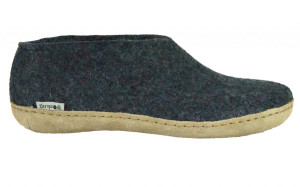 Glerups Modell A Unisex Filzschuh Ledersohle jeansblau 46