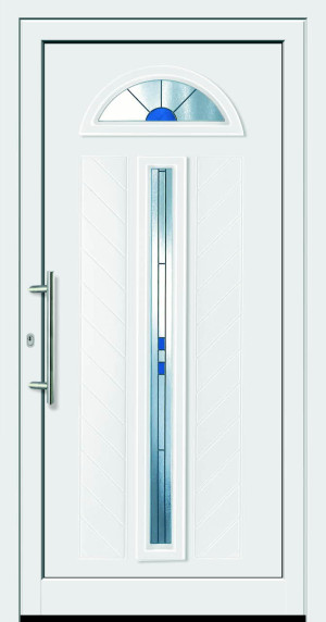 Feba Novotherm Kunststoff Haustüre Modell 502, weiß, mit Glas Ornament C