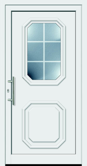 Feba Novotherm Kunststoff Haustüre Modell 505, weiß, mit Glas Orna C