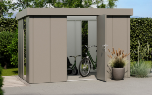 Hörmann Gerätehaus Juno Modell Design (L-Sicke) mit Flachdach