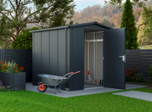 Hörmann Gerätehaus Juno Modell Design (L-Sicke) mit Satteldach