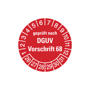 Dreifke&reg; Aufkleber Pr&uuml;fplaketten, gepr&uuml;ft nach DGUV Vorschrift 68, rot/wei&szlig;, ...