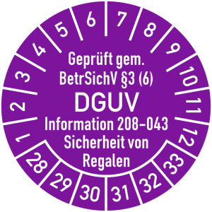 Dreifke&reg; Pr&uuml;fplakette Gepr&uuml;ft gem. BetrSichV &sect;3 (6) DGUV Information 208-043,...
