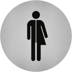 Dreifke&reg; Piktogramm WC Unisex (Divers), Edelstahl, selbstklebend, &Oslash; 50 mm