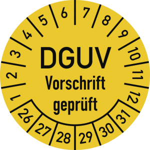 Dreifke&reg; Pr&uuml;fplakette DGUV Vorschrift gepr&uuml;ft,2026-2031,Dokumentenfolie,&Oslash;25 m...