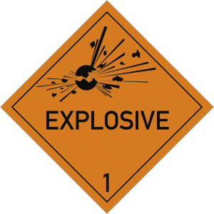 Dreifke&reg; Gefahrzettel Klasse 1 Text EXPLOSIVE, Folie, 300x300 mm