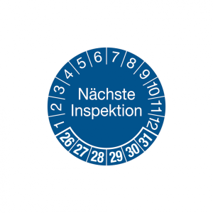 Dreifke&reg; Aufkleber Pr&uuml;fplakette, N&auml;chste Inspektion, blau/wei&szlig;, Folie, &Oslash; 30 m...