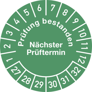 Dreifke&reg; Pr&uuml;fplakette Pr&uuml;fung bestanden... 2027 - 2032, Folie, &Oslash; 30 mm, 10 St...