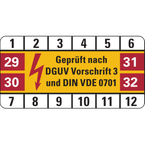 Dreifke&reg; Pr&uuml;fplakette gepr&uuml;ft nach DGUV Vorschrift 3 und DIN - 50x25 mm Folie...