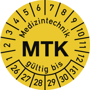 Dreifke&reg; Pr&uuml;fplakette Medizintechnik MTK 2026-2031, Polyesterfolie, &Oslash; 15 mm, ...
