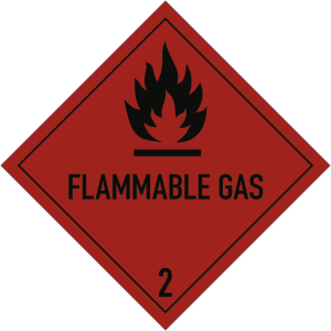 Gefahrzettel Klasse 2.1 Text FLAMMABLE GAS, Folie, 250x250 mm