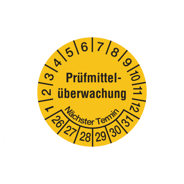 Dreifke&reg; Aufkleber Pr&uuml;fplakette, Pr&uuml;fmittel&uuml;berwachung N&auml;chster Termin, gelb/...