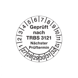 Dreifke&reg; Aufkleber Pr&uuml;fplakette, TRBS 3121 N&auml;chster Pr&uuml;ftermin, Jahresfarben,...