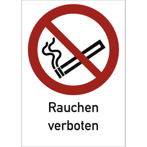 Dreifke&reg; Schild Rauchen verboten ISO 7010, Kombischild, Kunststoff, 262x371 mm