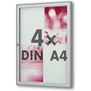 Flacher Wand-Schaukasten TESUS 30 E von 1x bis 12x DIN A4, 30mm Tiefe 4 × DIN A4 Hochformat