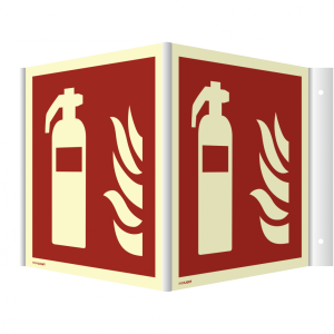 Dreifke&reg; Winkelschild Feuerl&ouml;scher | extra langnachleuchtend | Alu 148x148 mm...