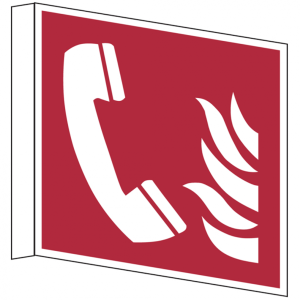 Dreifke&reg; Brandschutzzeichen, Brandmeldetelefon F006 Fahnenschild | Alu langna...