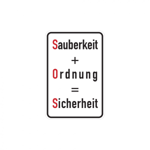 Dreifke&reg; Hinweisschild, Sauberkeit + Ordnung = Sicherheit, 600x400mm, Alu gep...