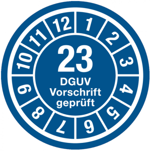 Jahrespr&uuml;fplaketten ab 27, DGUV Vorschrift gepr&uuml;ft, Jahresfarben, &Oslash; 35mm - Bo...