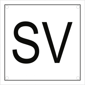 Sicherheitsventil-Kennzeichen SV, verzinkter Stahl, 125x125 mm