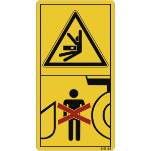 Dreifke&reg; Aufkleber - Niemals in den Gefahrenbereich zwischen .., Folie, 88x16...