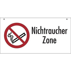 Dreifke&reg; Verbotsschild, Kombischild, Nichtraucher Zone, 200x400 mm, Aluminium...