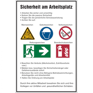 Dreifke&reg; Aushang, Sicherheit am Arbeitsplatz - ISO 7010 | Alu glatt | 400x600...