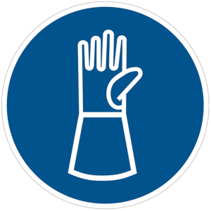 Dreifke&reg; Aufkleber (Folie) "Handschuhe mit Pulsschutz benutzen", &Oslash;10cm, Folie...