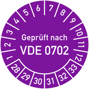 Dreifke&reg; Pr&uuml;fplakette Gepr&uuml;ft nach VDE 0702, 2028-2033, Folie, &Oslash; 30mm, 10 St&uuml;ck