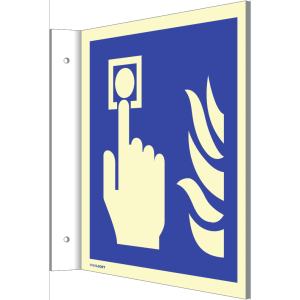 Dreifke&reg; Fahnenschild Hausalarm Brandmelder, Alu, nachleucht., 160-mcd, 200x2...