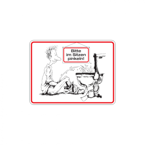 Dreifke&reg; WC-Schild, Bitte im Sitzen pinkeln, 120 x 150 mm, Alu gepr&auml;gt 1 Stk.