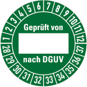 Dreifke&reg; Pr&uuml;fplakette gepr&uuml;ft von ... nach DGUV ab 2028, gr&uuml;n/we - 30 mm Foli...