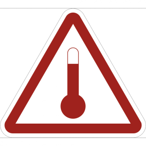 Gefahrzettel Stoffe, die im erw&auml;rmten Zustand bef&ouml;rdert werden, Folie,250x250 mm