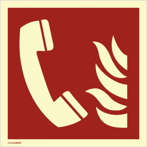Dreifke&reg; Schild Brandmeldetelefon ISO 7010, Kunststoff, langnachleuchtend, 16...