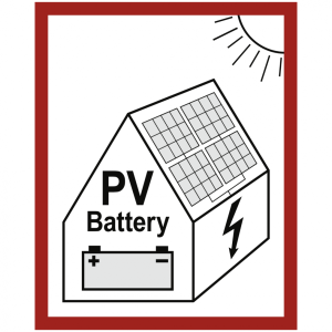 Dreifke&reg; Aufkleber Brandschutzschild Hinweis auf eine PV-Anlage mit Batteries...