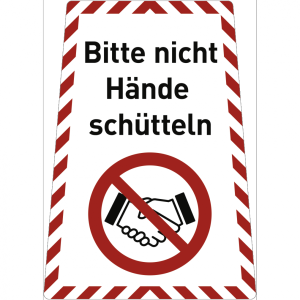 Dreifke&reg; Aufkleber Bitte nicht H&auml;nde sch&uuml;tteln, Kombischild, Folie 199x280 mm