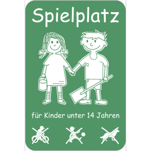Dreifke&reg; Schild Spielplatz f&uuml;r Kinder unter 14 Jahren, Alu, 400x600 mm