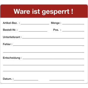 Dreifke&reg; Aufkleber Ware ist gesperrt!, Papier, 100x90 mm, 500 St&uuml;ck /Rolle