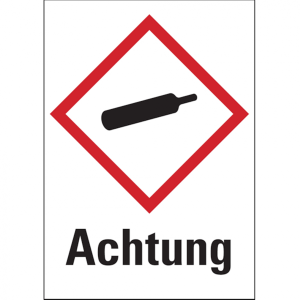 Dreifke&reg; Gefahrstoffetiketten - Gasflasche (GHS04) Signalwo - 52x74 mm Folie ...